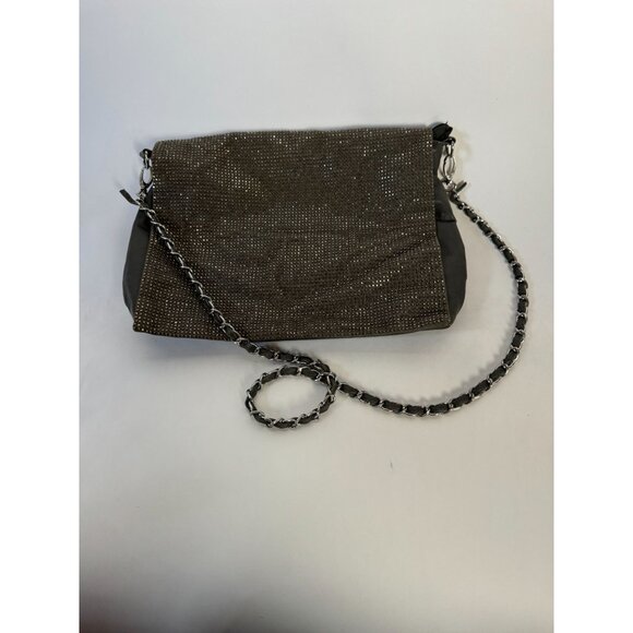 Forever 21 Gray Vegan Leather & Rhinestone Crossbody Bag With Zebra Lining Blemi - Picture 1 of 16